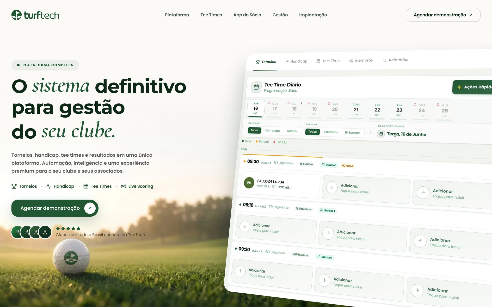 Hero da landing page da TurfTech